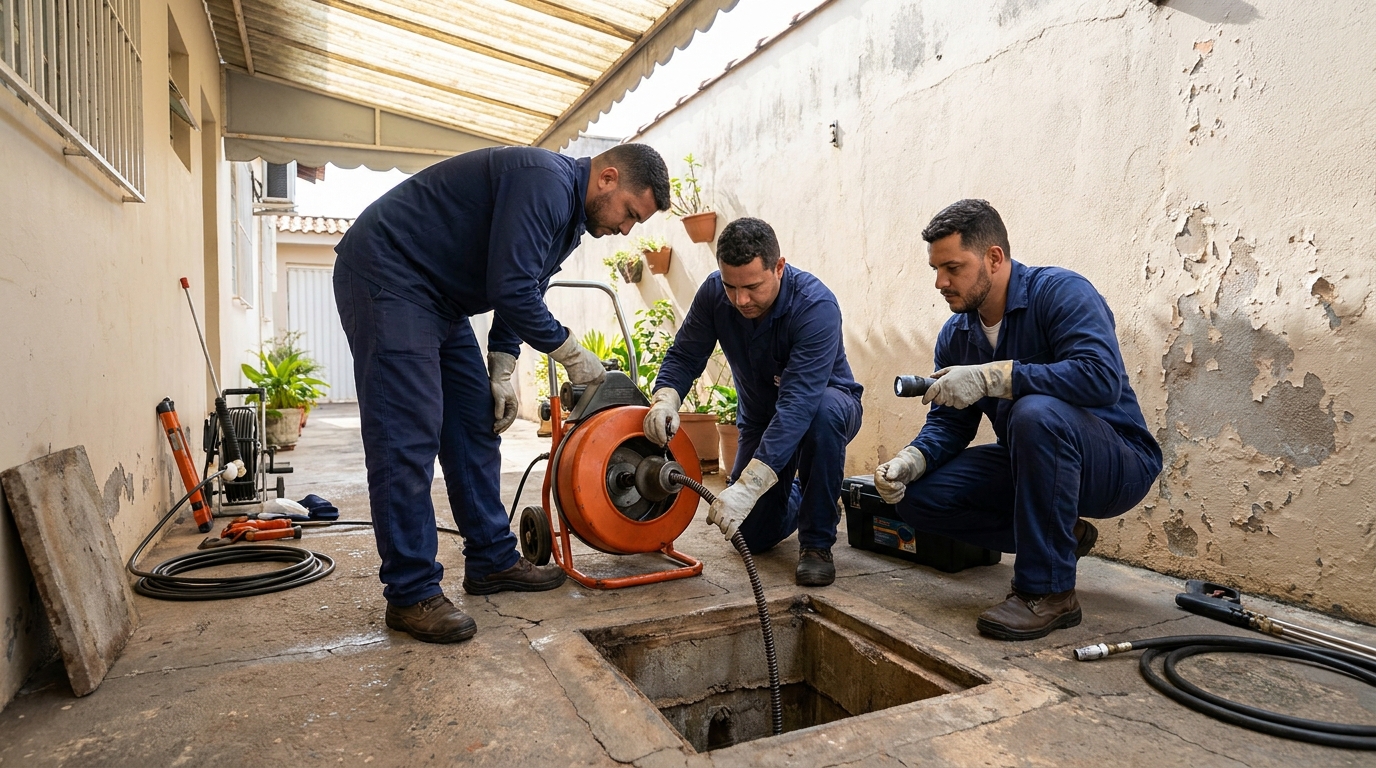 Desentupimento de esgoto com hidrojateamento em Osasco‑SP